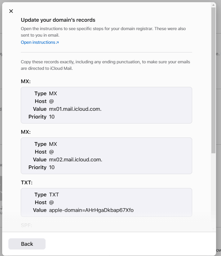 Supplied DNS records